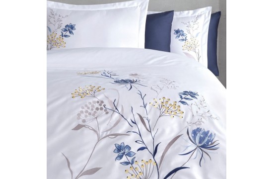 Turkish bed linen euro Dantela Vita Nilufer White satin with embroidery