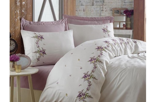 Turkish bed linen euro Dantela Vita Nisa satin with embroidery