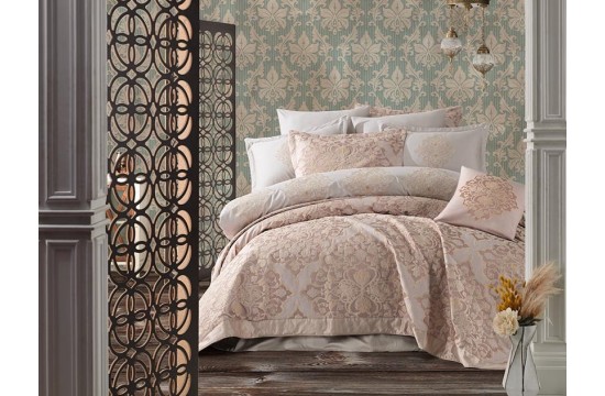 Euro bed linen Dantela Vita Samara Satin with embroidery and jacquard bedspread