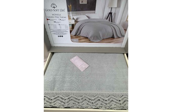 Cotton jacquard pique bedspread Gold Soft Life Gray 240×260 cm