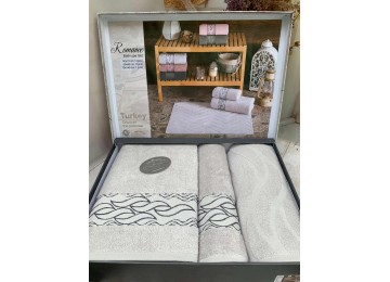 Подарочный набор полотенец Coton Delux - Romance Light Grey 50х90см+70х140см+50х70см