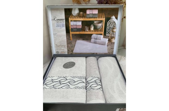 Gift set of towels Coton Delux - Romance Light Gray 50x90cm+70x140cm+50x70cm