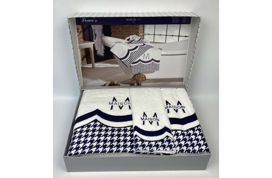 Towels Maison D'or 3pcs Lowe's White-Navy