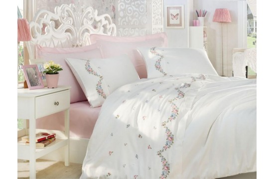 Turkish bed linen euro Dantela Vita Lara Cream satin with embroidery