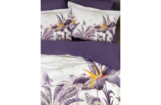 Постельное белье евро First Choice Palm Garden Purple Сатин-Digital
