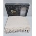 Jacquard bedspread/sheet with fringe Sikel Lilyum Beige 200×220 cm