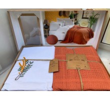 Двоспальний Євро комплект з покривалом Limasso - Nakisli Orange Варена Бавовна