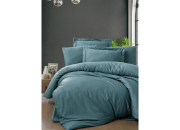 Euro bed linen First Choice Snazzy Blue Stone Satin