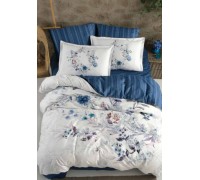 Euro bed linen La Romano Floral Blue Satin Premium