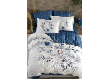 Euro bed linen La Romano Floral Blue Satin Premium