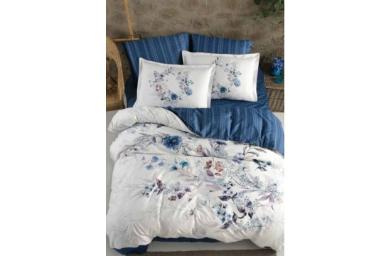 Euro bed linen La Romano Floral Blue Satin Premium