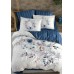 Euro bed linen La Romano Floral Blue Satin Premium