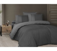 Euro bed linen First Choice Chackers Duet Smoke Anthracite Satin