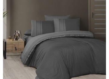 Euro bed linen First Choice Chackers Duet Smoke Anthracite Satin
