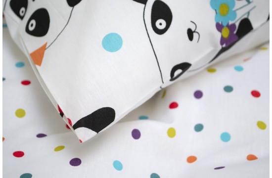 Постельное белье евро из ранфорса Lotus Home Love Panda White Турция