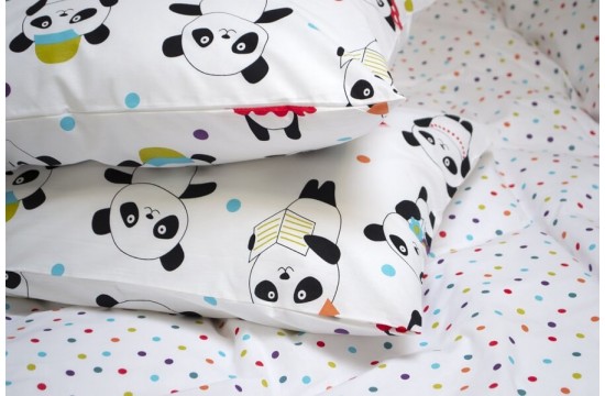 Постельное белье евро из ранфорса Lotus Home Love Panda White Турция