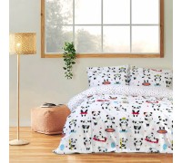 Euro double set Lotus Home Love Panda White Ranfors Türkiye