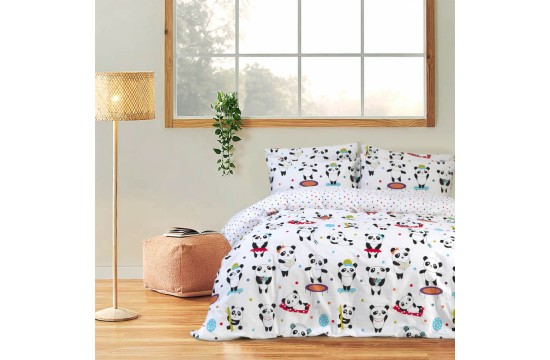 Постельное белье евро из ранфорса Lotus Home Love Panda White Турция