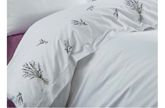 Turkish bed linen euro Dantela Vita Lavender satin with embroidery