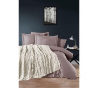 Turkish Euro set with Knitted coverlet First Choice Tango cream Satin