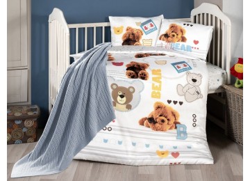 Комплект постільної білизни для немовлят First Choice - Bear Бамбук +Плед в'язаний
