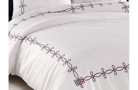 Турецкое постельное белье евро Dantela Vita Viola сатин с вышивкой