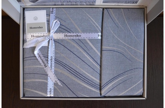 Постельное белье евро First Choice Homesko Donis Grey/ простыня на резинке