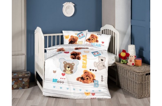 Комплект постельного белья для новорожденных First Choice - Bear Бамбук +Плед вязаный