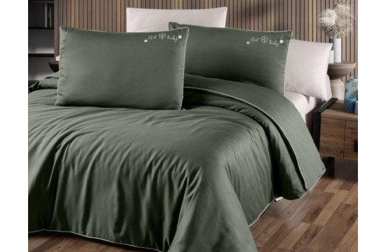 Euro bed linen First Choice Timeless Dark Green Satin