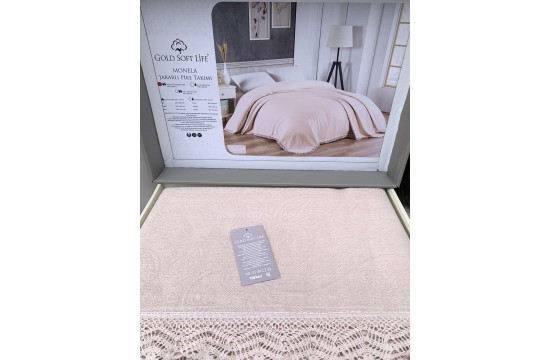 Gold Soft Life Salmon jacquard pique cotton bedspread 240x260 cm