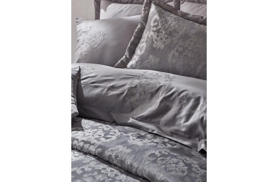Двоспальний Євро комплект Dantela Vita Nilda Сатин з вишивкою та жакардовим покривалом