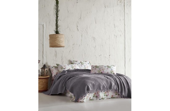 Saheser Mona gri pique bedspread summer