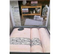 Gift set of towels Coton Delux - Romance Pudra 50x90cm+70x140cm+50x70cm
