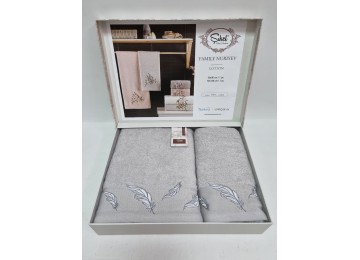 Подарочный набор полотенец для ванной Sikel - Purry Tuy Grey 50х90см + 70х140см