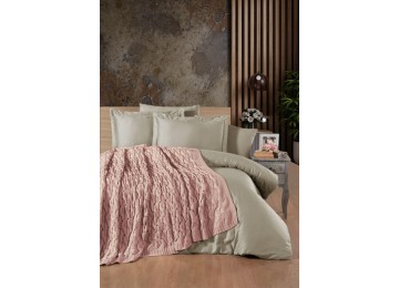 Turkish Euro set with Knitted bedspread First Choice Nirvana Satin