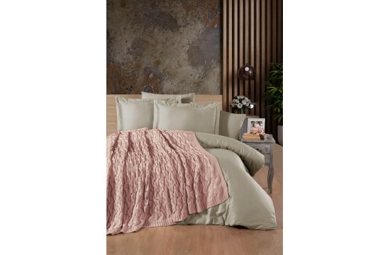 Turkish Euro set with Knitted bedspread First Choice Nirvana Satin