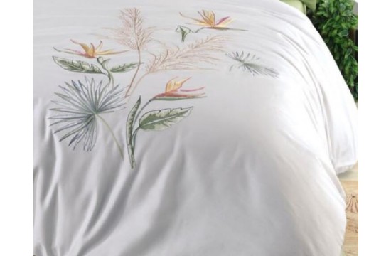Turkish bed linen euro Dantela Vita Starlice Cream satin with embroidery