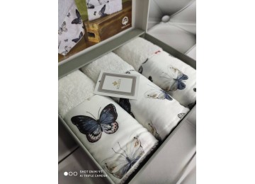 Gift set of Belizza Butterfly towels 30x50cm (3 pcs per box)