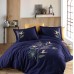 Турецкое постельное белье евро Dantela Vita Starlice Blue сатин с вышивкой