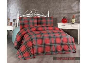 Belizza single bed set - Square Red Flannel