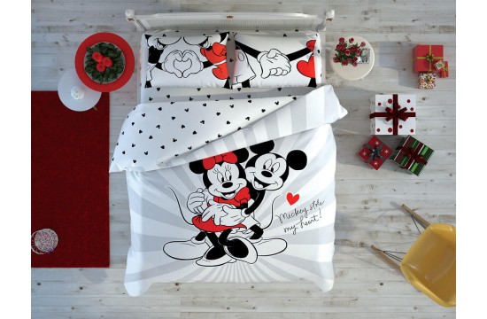 Евро комплект постельного белья TAC Disney M&M Love Day Ранфорс+светится в темноте
