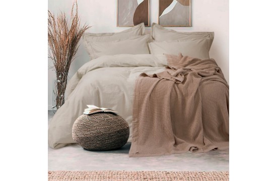 Двуспальный евро комплект Lotus Home Dakota Light Beige сатин Турция