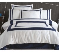 Euro bed set Dantela Vita - Vitali Blue Sateen with Türkiye embroidery