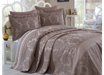 Jacquard bedspread Dantela Vita - Simay Brown 250x260+2 pillowcases 50x70 Türkiye