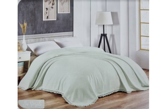 Gold Soft Life Mint cotton pique jacquard bedspread 240×260 cm