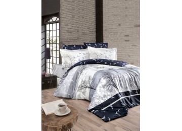 Euro bed linen First Choice Doga navy blue Satin