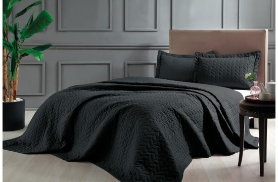 Quilted bedspread TAC Glory Black 250x260cm + two pillowcases 50x70cm