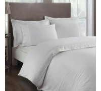 Turkish Bed Linen Euro TAC Sandrino White Satin-Delux Jacquard