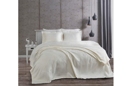 Jacquard bedspread Dantela Vita - Justo Cream 250x260 with pillowcases