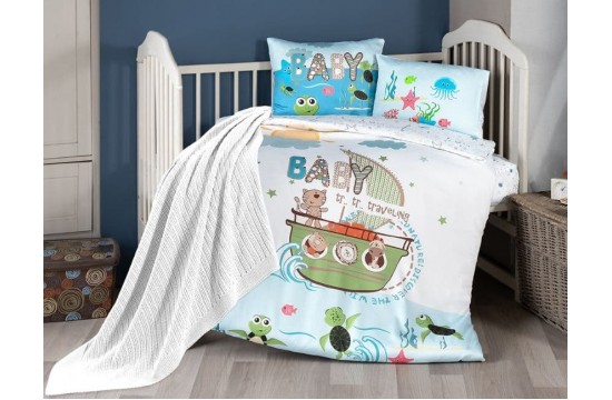 Комплект постельного белья для новорожденных First Choice - Discover Бамбук +Плед вязаный